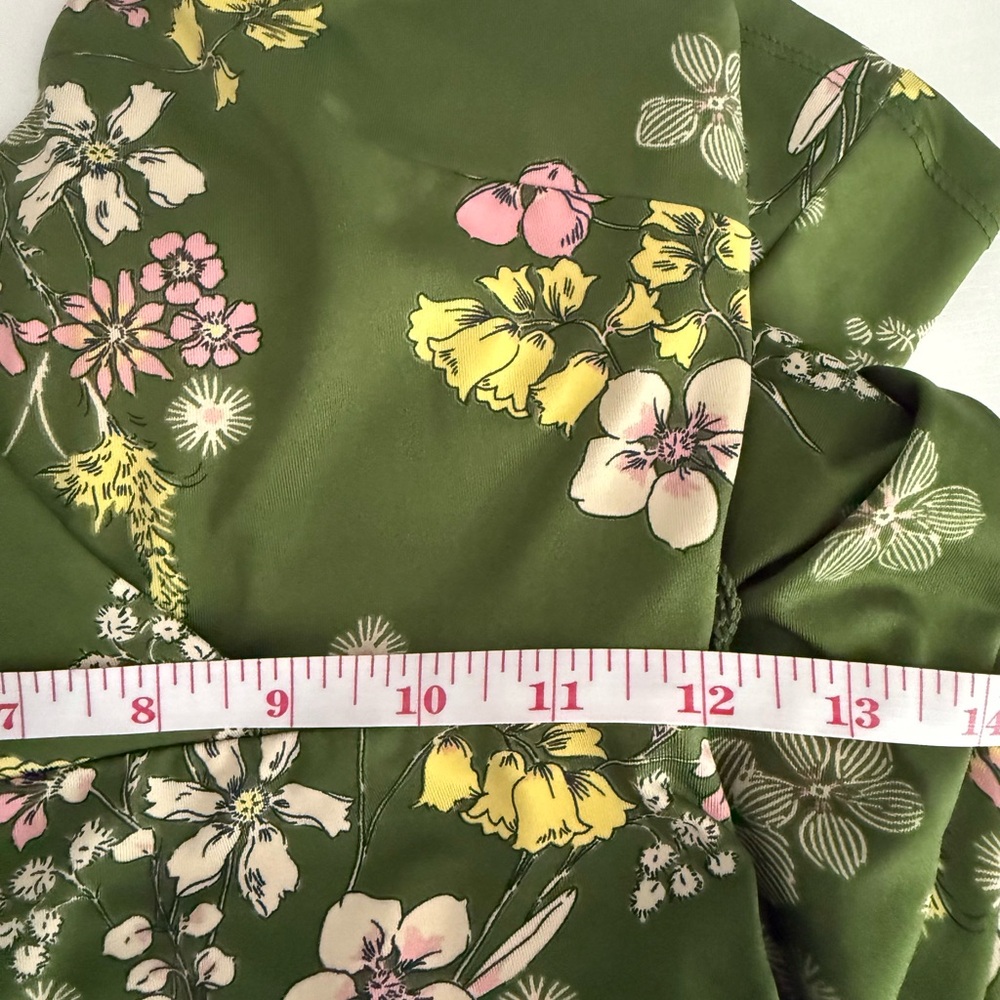 Forever 21 Green Floral Pantsuit Wide leg Spring V Neck Boho Size S - Picture 6 of 14
